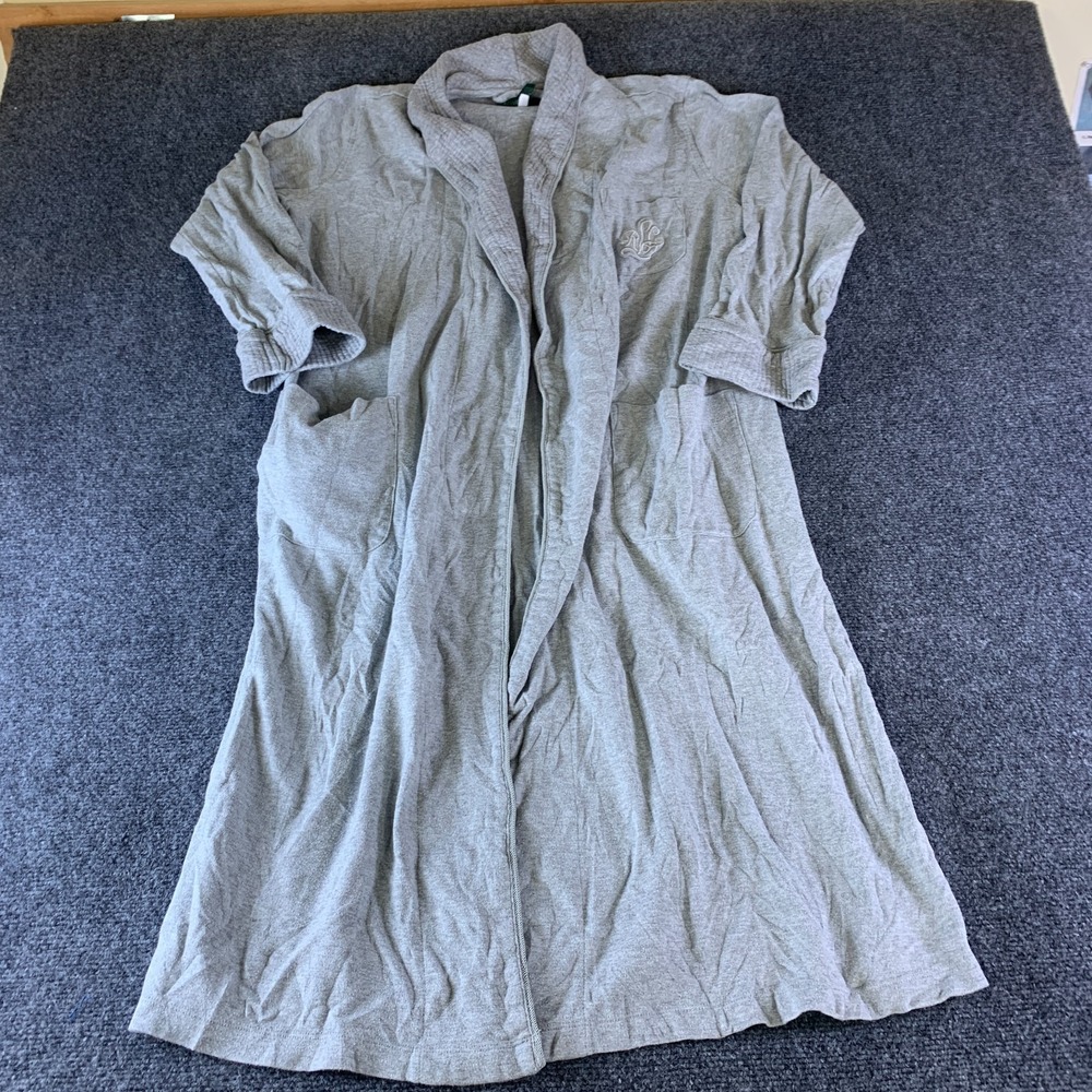 Lauren Ralph Lauren Bathrobe Womens Small Heather Gray Open Front Shawl Collar